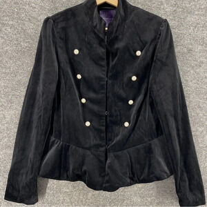 Amaryllis black velvet peplum blazer pearl buttons XS